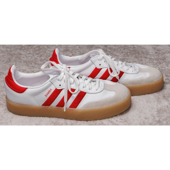 Adidas Sambae White Red Gum Platform Sneakers Samba Womens Size 10 ID0438 - Picture 10 of 15